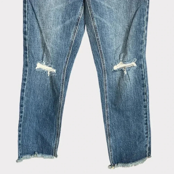 OAT NY Women's 25 High Rise Relaxed Fit Straight Distressed Jeans Denim - Picture 3 of 8